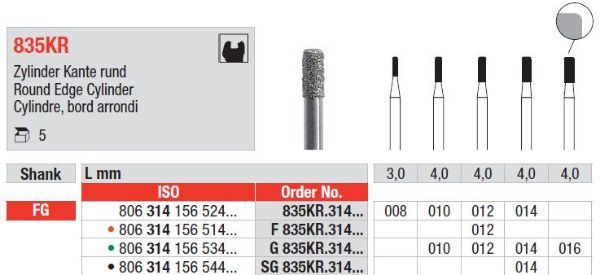 Diamant bor F835KR FG 012