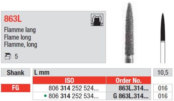 Diamant bor 863L FG 016