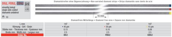 Diamantstrips FDS2 2,5mm bred ensidig