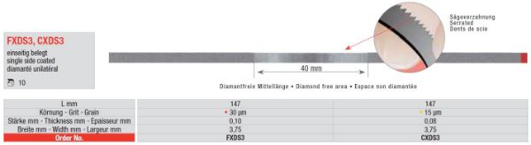 Diamantstrips FXDS3 3,75mm bred ensidig