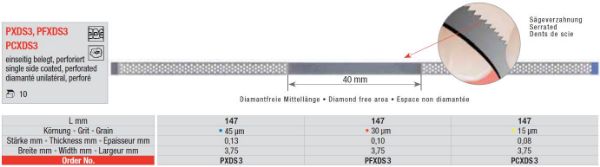 Diamantstrips PXDS3 3,75mm bred ensidig