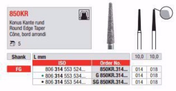 Diamant bor G850KR FG 018