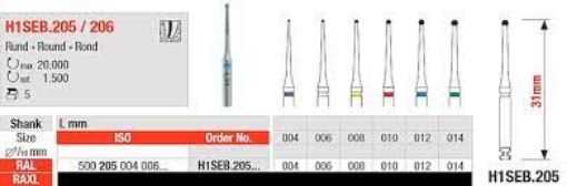 Edenta Endo bor RAL H1SEB205 004, 5 stk