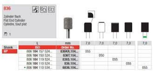 Diamond HP, sylinder, flat ende, 3 stk, 836T.104.050