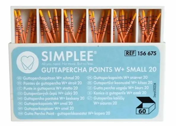 Simplee Gutta Percha W+ 20/small, gul, 60 stk, 156675