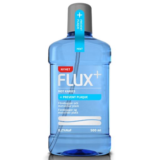 Flux+ Prevent Plaque fluor munnskyll 0,2% NaF, 500ml  (8fl=1krt), 844306