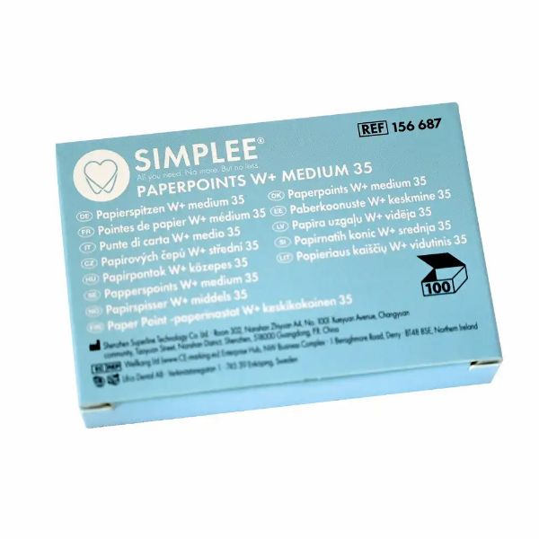 Simplee W+ Gold Paper points medium, 35, grønn, 100 stk, 156687