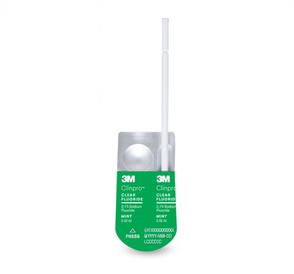 3M Clinpro Clear Fluoride Singel use, L-Pop, 0,5ml, Mint, 50 stk, 7300M