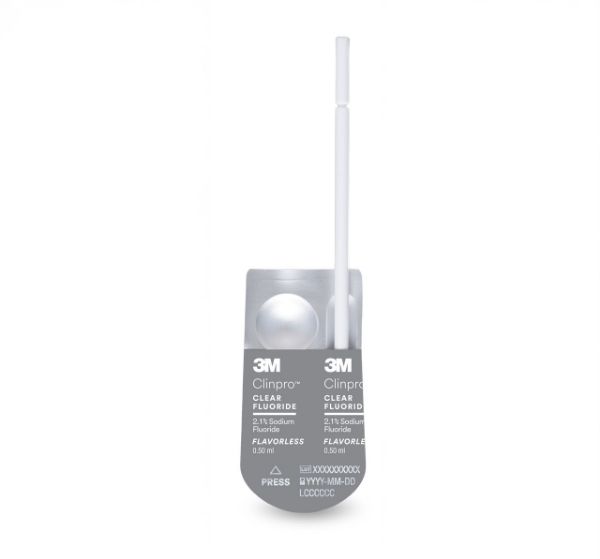 3M Clinpro Clear Fluoride Singel use, L-Pop, 0,5ml, uten smak, 50 stk, 7300FF