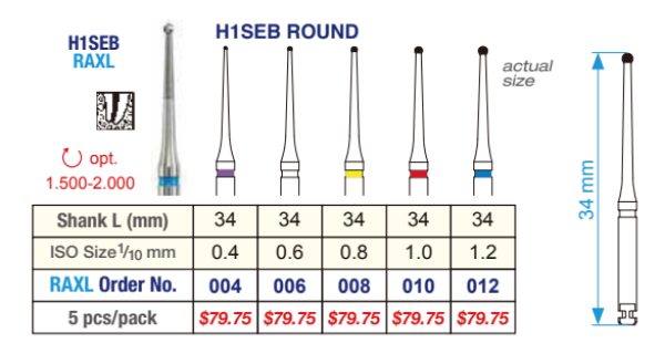 Edenta Endo bor RAXL H1SEB206 012, 5 stk