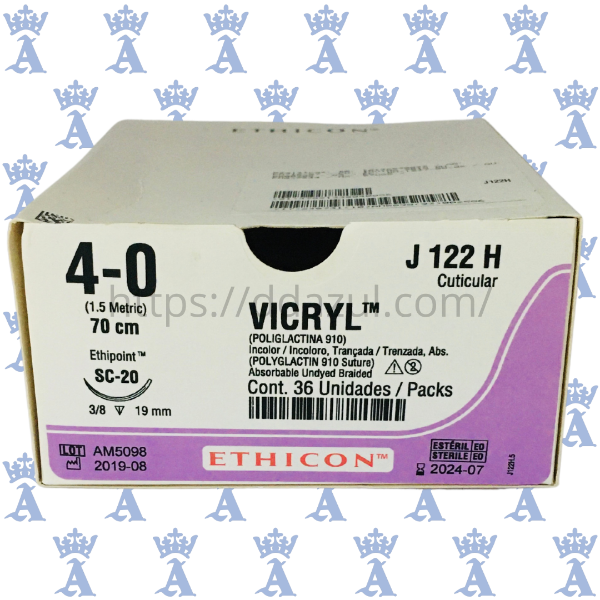 Ethicon vicryl 4-0 70cm BA1673H, 36stk  ST-4nål