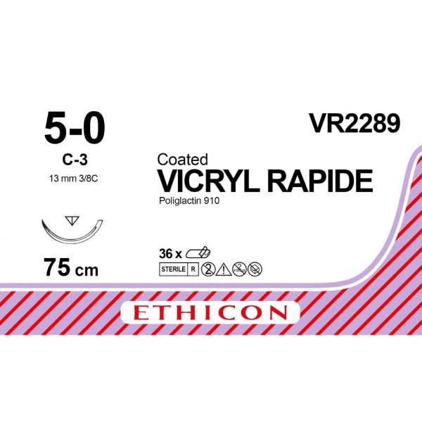 Sutur VR2289 Vicryl rapide 5-0 75 cm C3, 36 stk
