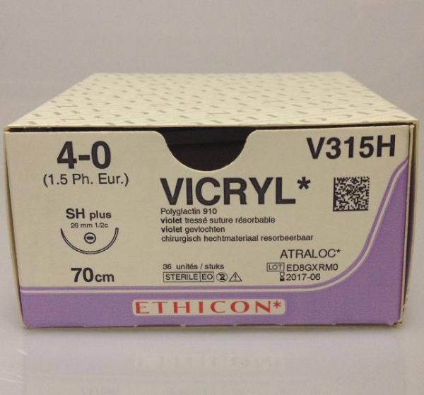 Sutur Vicryl 4-0 SH 70 cm V315H, 36stk
