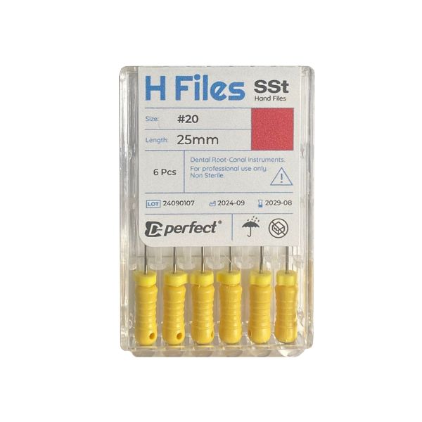 Premium Plus E34 stål, H-files #20, 25mm, 6 stk, 34H2520