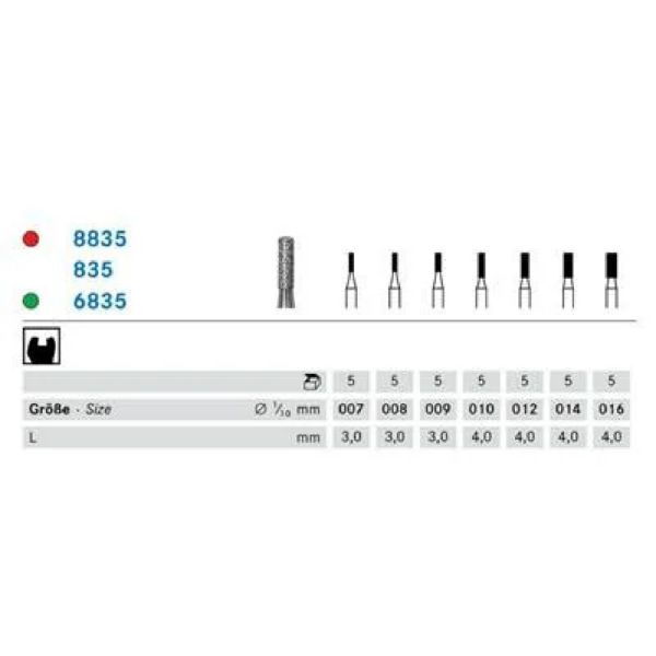 Komet Diamant sylinder, FG kort, 5 stk, 835.314.010