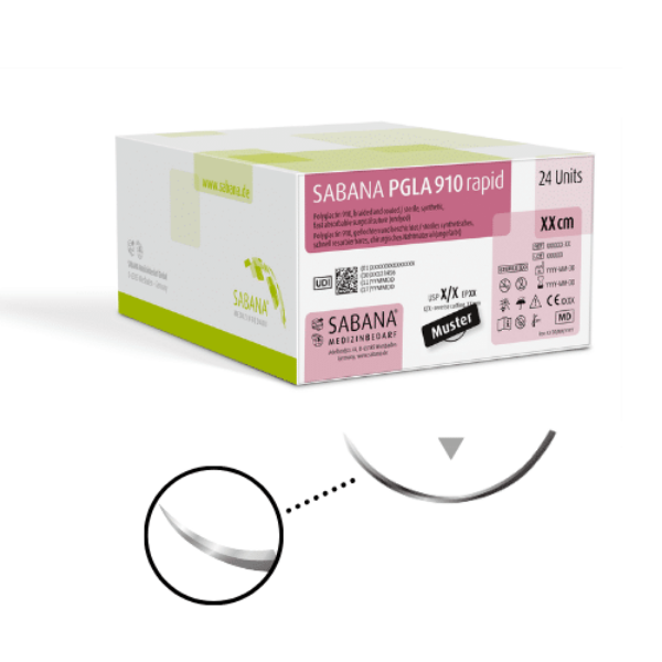 Sabana Sutur PGLA910, 4-0, 45cm, 16mm, lilla, FS-2, 24stk, S10G45CX16-24